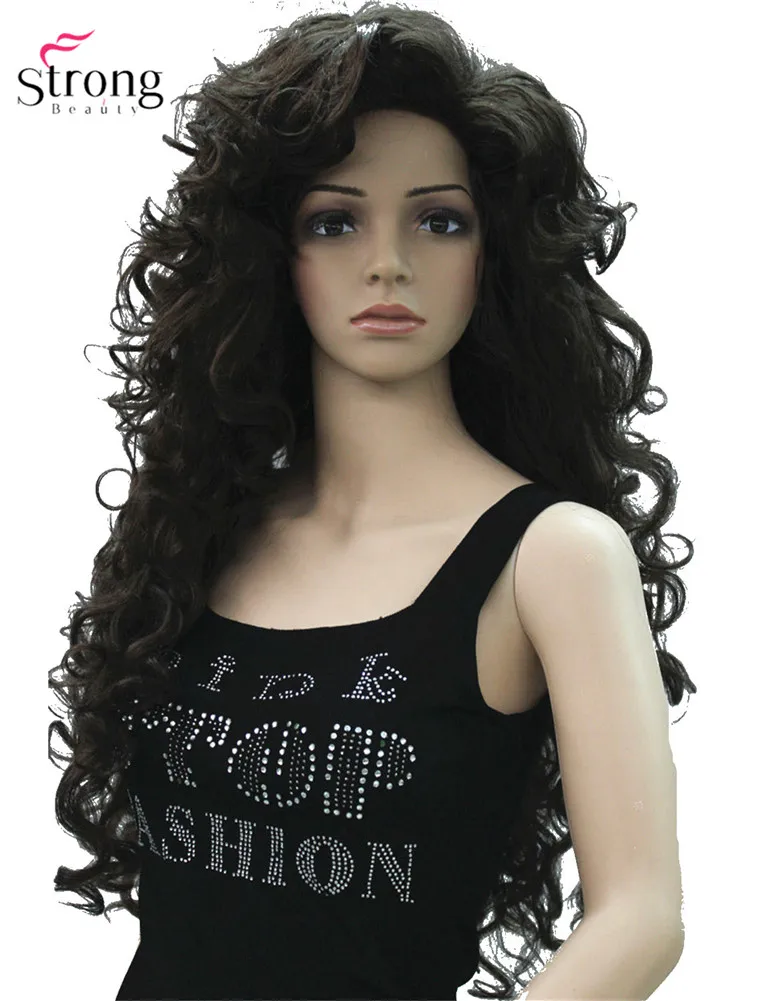 

Long Layers Curls,no Part Full Synthetic Wig Dark Brown Wigs for women Blonde for choose