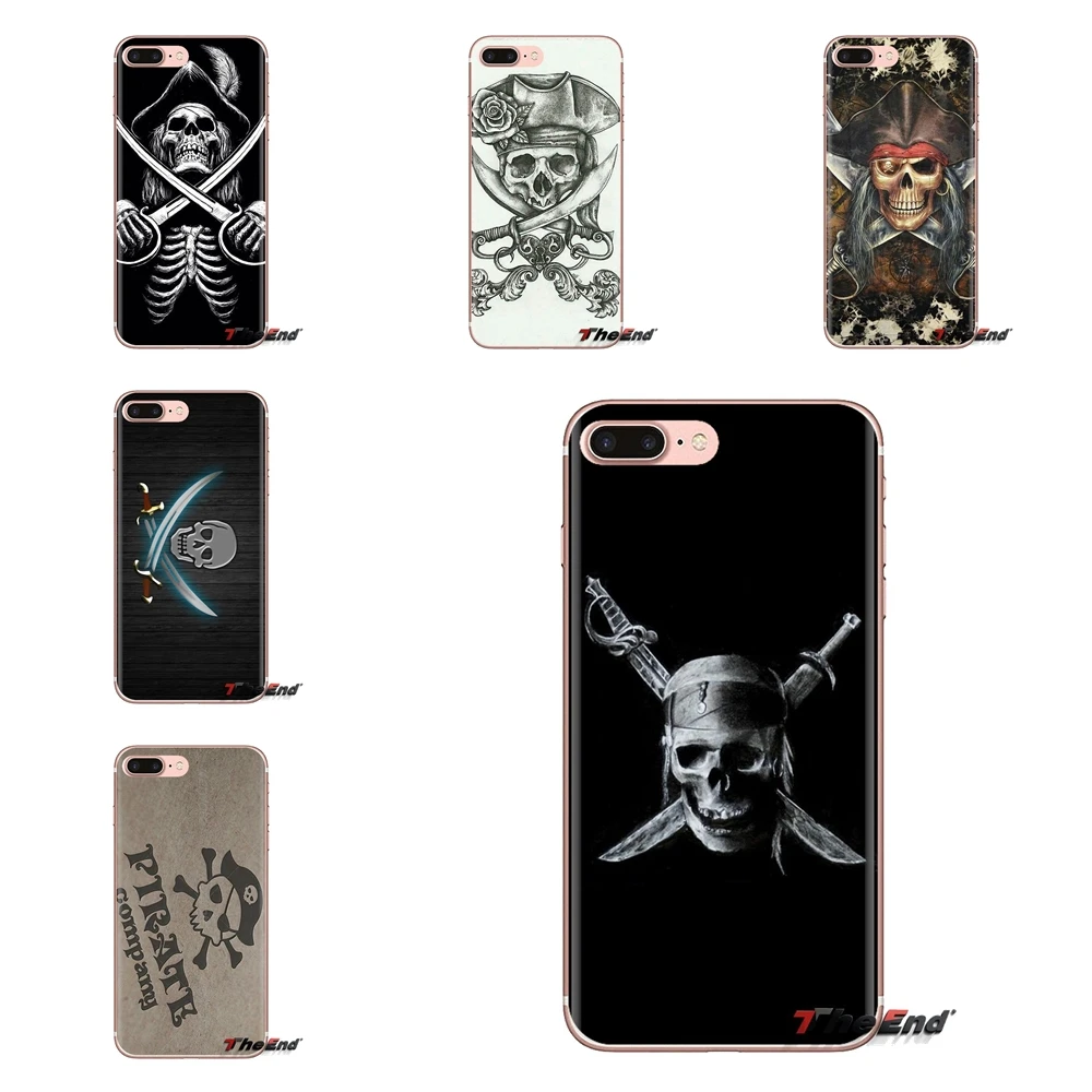 For iPod Touch Apple iPhone 4 4S 5 5S SE 5C 6 6S 7 8 X XR XS Plus MAX Under the Black Pirate Skull Flag Silicone Phone Skin Case |