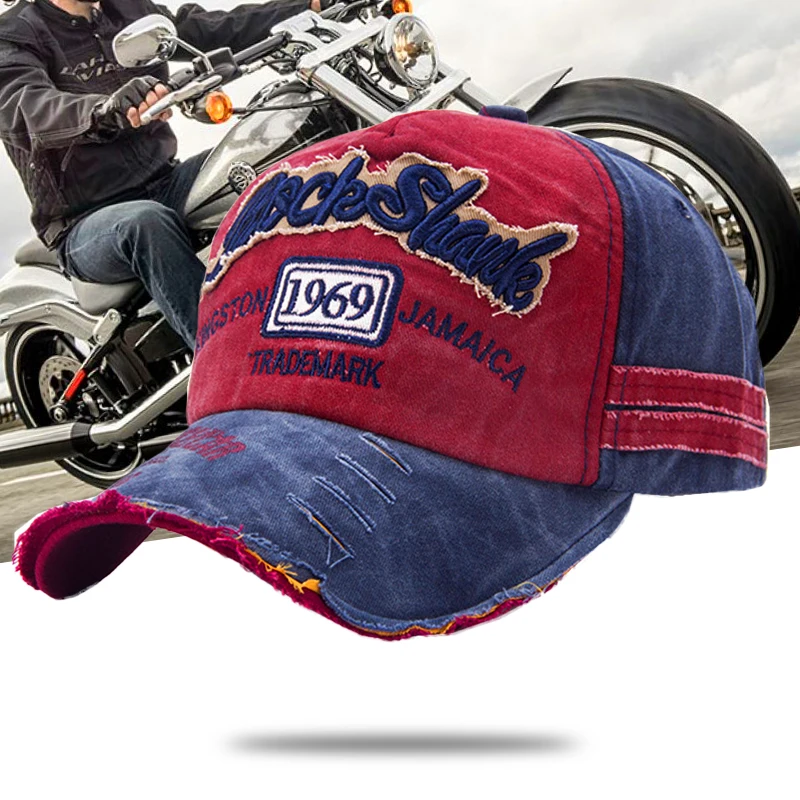 Buy Unisex Distressed Vintage Motorcycle Caps Baseball