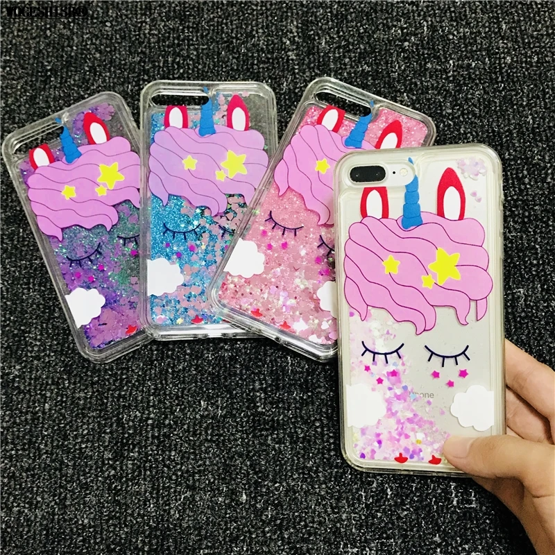 

Liquid Unicorn Case For iPhone X XS MAX XR Phone Cases For iPhone 6 6S 7 8 Plus SE 5 5S Glitter Quicksand Soft Silicone Cover