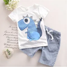 2 предмета, футболка с короткими рукавами и круглым вырезом для новорожденных мальчиков+ шорты, детский летний хлопковый комплект одежды