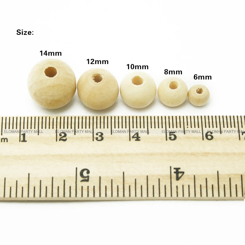ELOMAN 6-16 мм натуральный шар деревянные бусины для браслет с подвеской оптом деревянные бусины ювелирные изделия DIY деревянные аксессуары