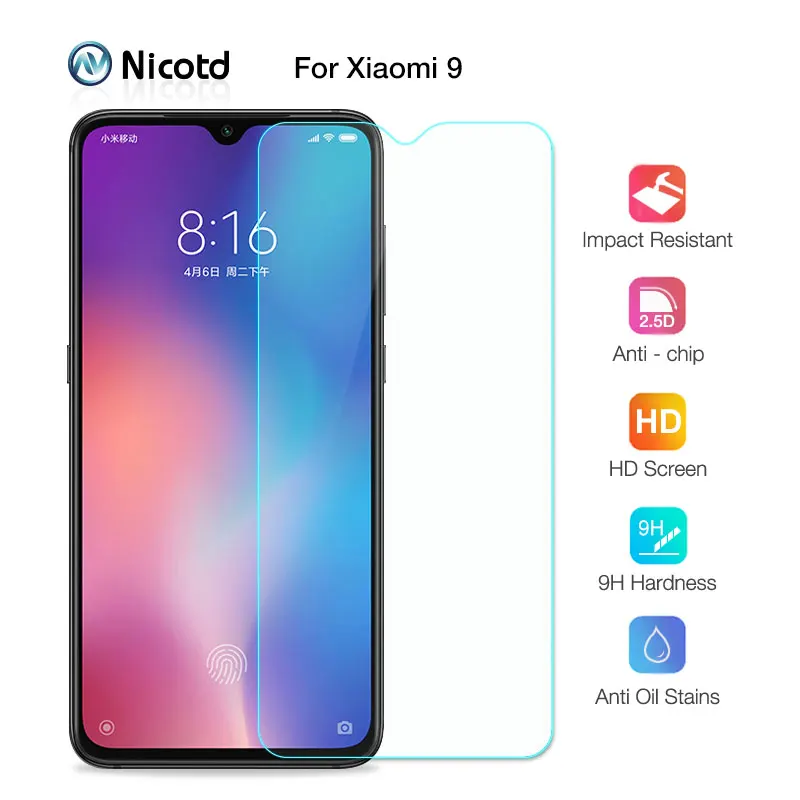 Закаленное стекло Nicotd для Xiaomi Mi 9 mi9 2.5D Премиум протектор экрана закаленная