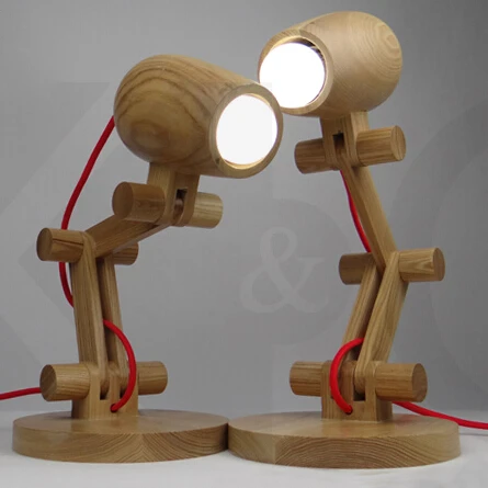 

Wooden Color Loft Style Solid Wood Adjustable Table Lamp Creative Reading Bedroom Study LED Table Light Free Shipping