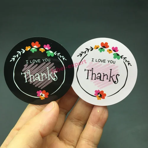 

80pcs Flower Thanks With i LOVE you Scrapbooking Kraft Paper Labels Envelopes Seals Stickers 5CM