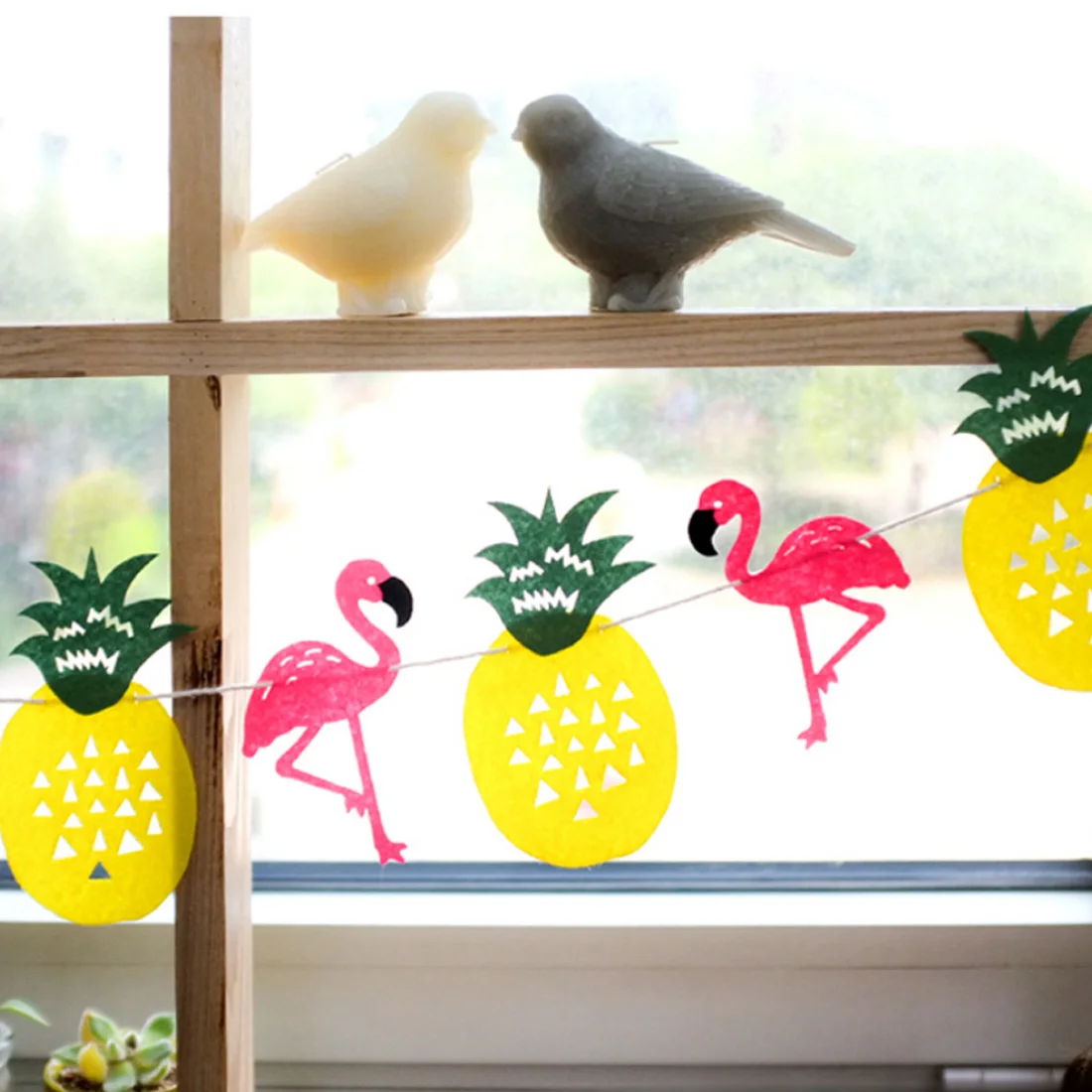 Good Flamingo And Pineapple Banner Bunting Summer Party Birthday Photo Prop Tropical Party Hawaiian Bundles Decor