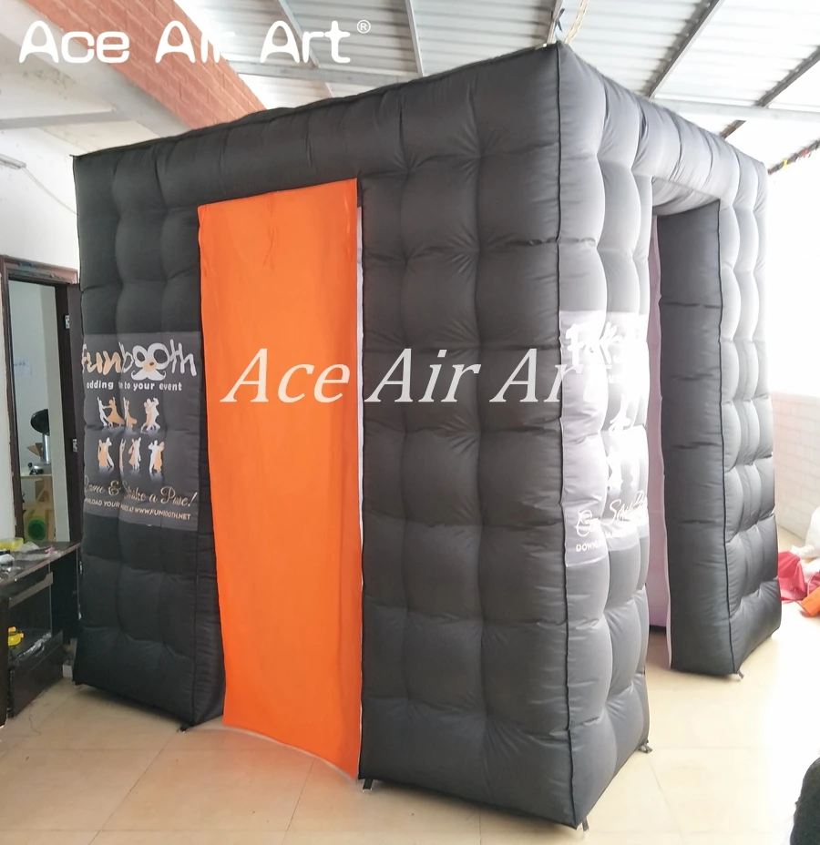 

Memorable wedding decoration inflatable photo booth,photo cube selfie fun tent with yellow curtain by Ace Air Art