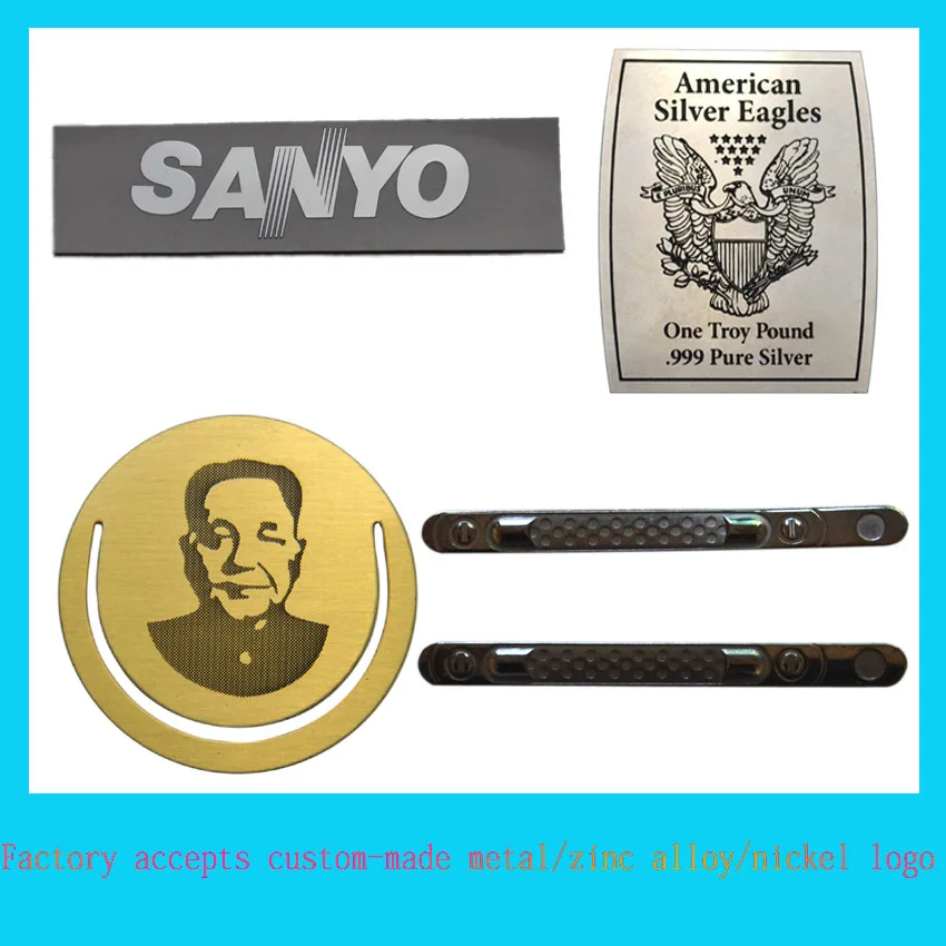 custom metal adhesive labels clothing logo stickers label metal tag