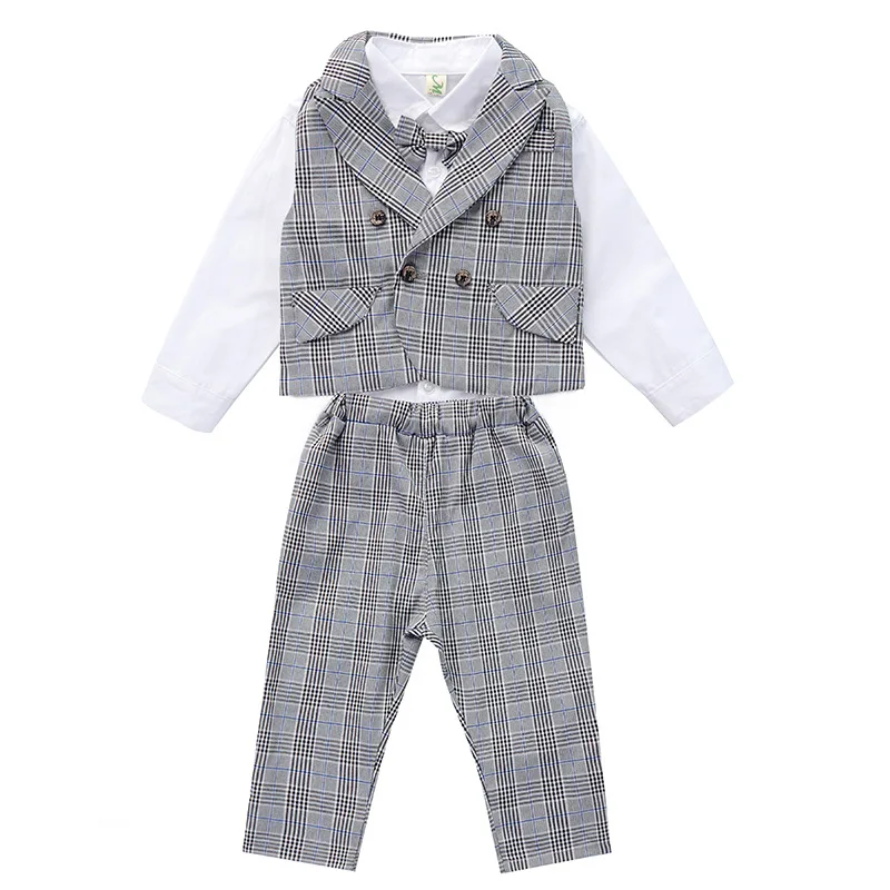 Dollplus/костюмы для мальчиков на свадьбу, Детский костюм, костюмы для мальчиков, официальная детская одежда, 3 предмета(рубашка+ жилет+ штаны), Детский Костюм Джентльмена
