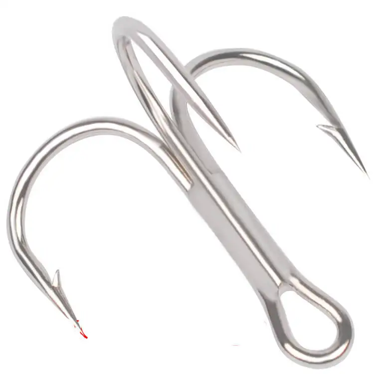 

100pcs High Carbon Steel Fishing Barbed Hook Sharpened Treble Hooks 3/0, 2/0, 1/0,2/4/6/8/10# Silver Saltwater Freshwater