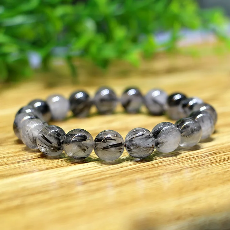 Натуральный черный кристалл для волос браслет натуральный черный турмалин кварт-z драгоценные камни ручной шнур для мужчин и женщин браслет