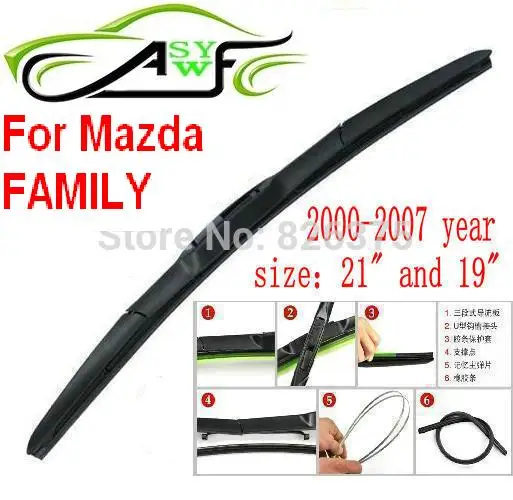 Free shipping car wiper blade for Mazda FAMILY Size 21" 19" Soft Rubber