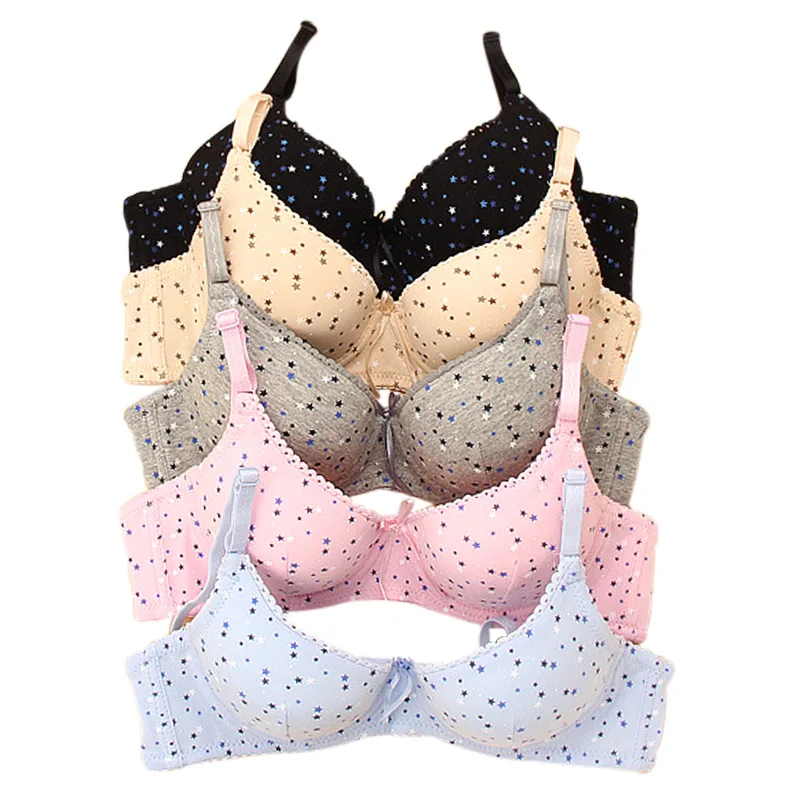 High Quality Girls Bra Briefs Set Stars Printed Push Up Brassiere Teenage Training Bras Student Underwear