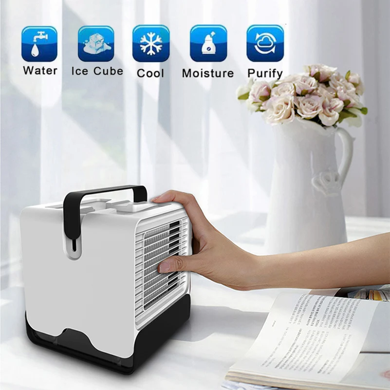 

Mini Air Cooler Desktop Portable Fan USB Air Conditioner Negative Ion Humidifier Purifier with Night Light