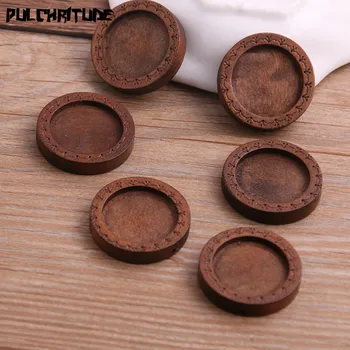 

10pcs/lot 18mm Inner Size Brown Color Round Wood Cabochon Base Setting Charms Pendant Necklace Findings P6949