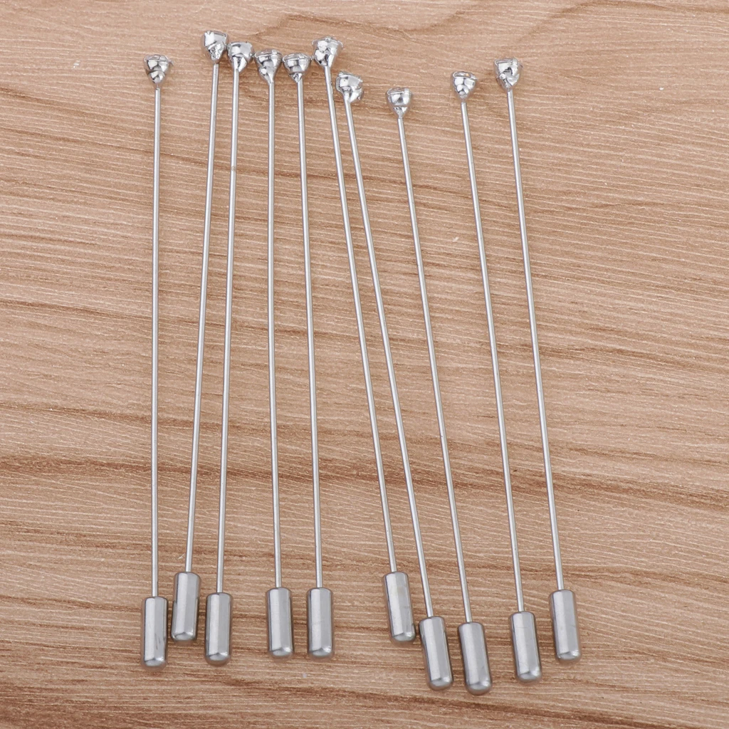 10pcs Lapel Pins for Men Crystal Pin for Wedding Boutonniere Stick Boutique