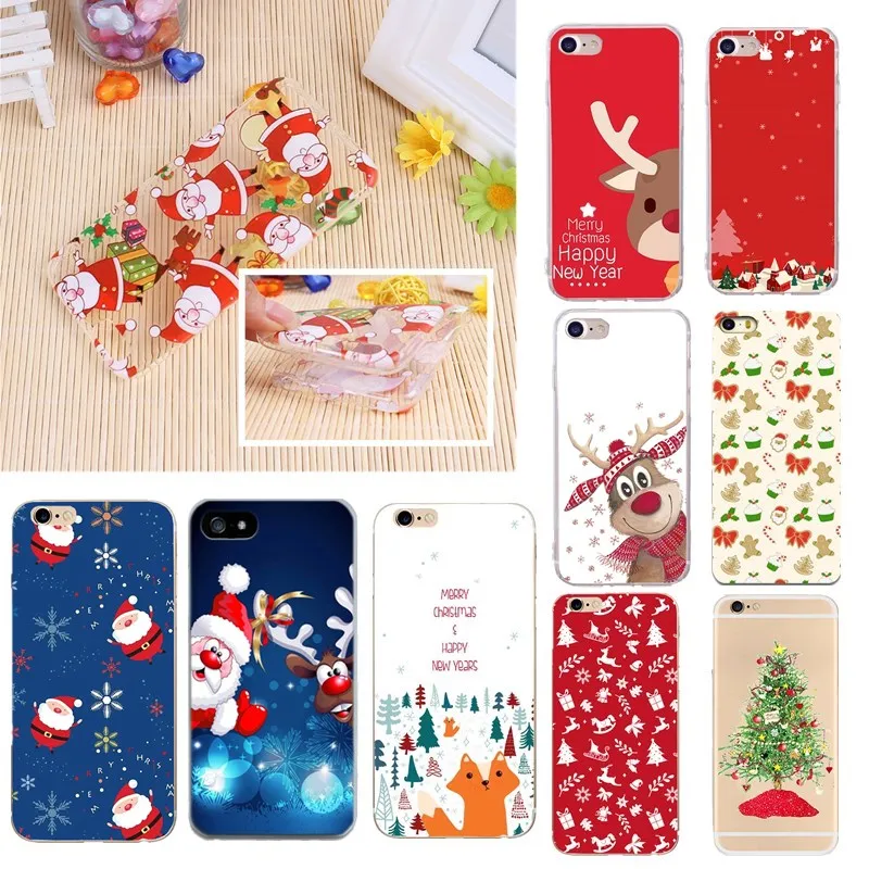 Fashion For iPhone 7 Case Christmas New Year Soft TPU Plus 8 6 6s X XS 5 5s se Coque Covers Shell |