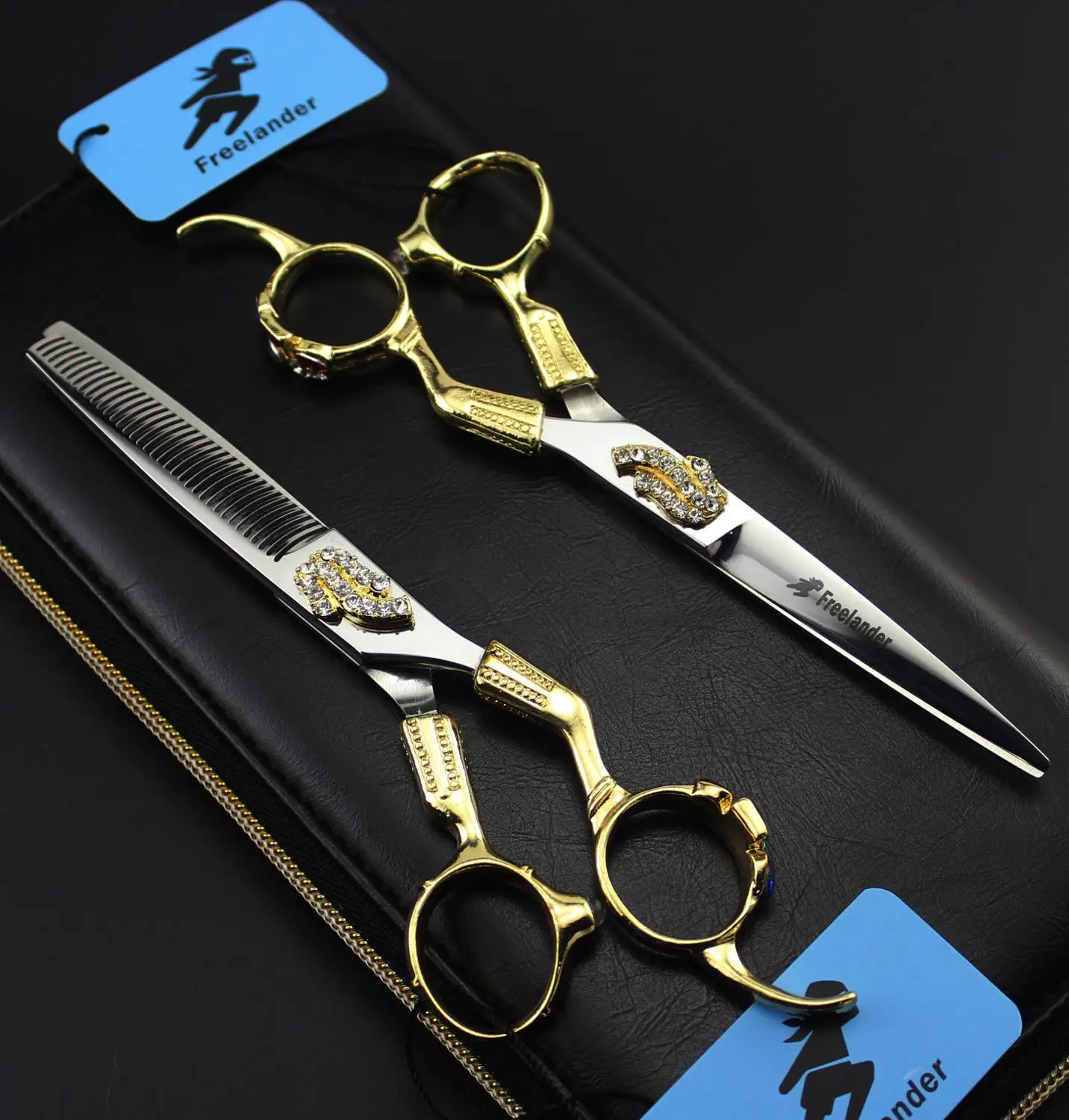 

6-inch high-end Japan 440c Golden Hair scissors set salon barber shop cutting scissors razor professional hairdresser scissors