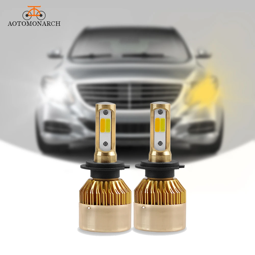AOTOMONARCH Car Headlight H7 LED Dual Colors H4 H1 H11 H8 H9 HB2 9005 HB3 Car Lights Bulbs 3000K 6000K COB 8000LM 12V CE AOTOMONARCH Car Headlight H7 LED Dual Colors H4 H1 H11 H8 H9 HB2 9005 HB3 Car Lights Bulbs 3000K 6000K COB 8000LM 12V CE