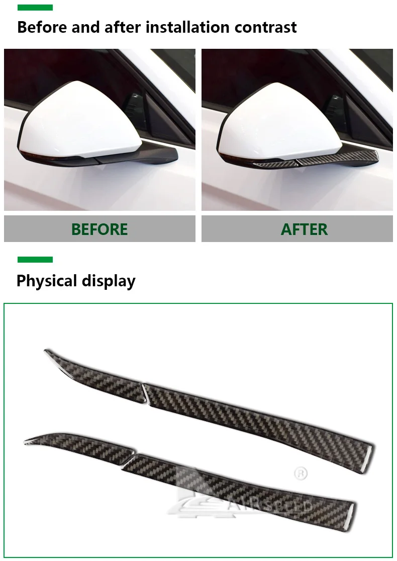  Carbon Fiber Rearview Mirror Stickers Decorations For Ford Mustang  (2)