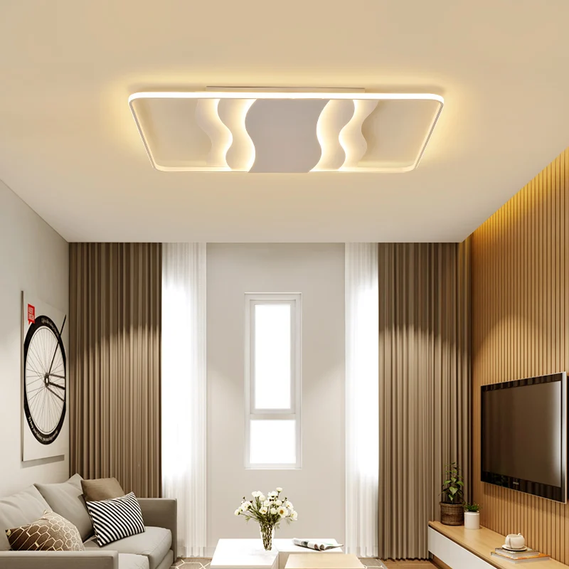 

Rectangle Ceiling Light LED Lamp for Living room Bedroom lustre de plafond moderne Dimming Metal surface ceiling lamp for home