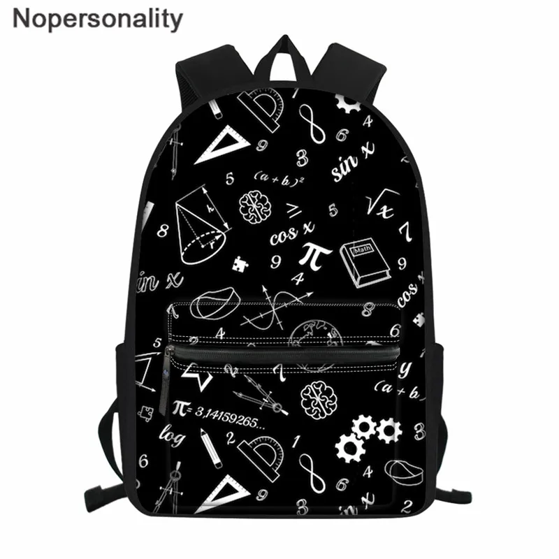Nopersonality черные математические формулы принты школьные сумки для подростков мальчиков девочек средний рюкзак для студентов дети рюкзак для мальчиков - Цвет: Z4538Z58