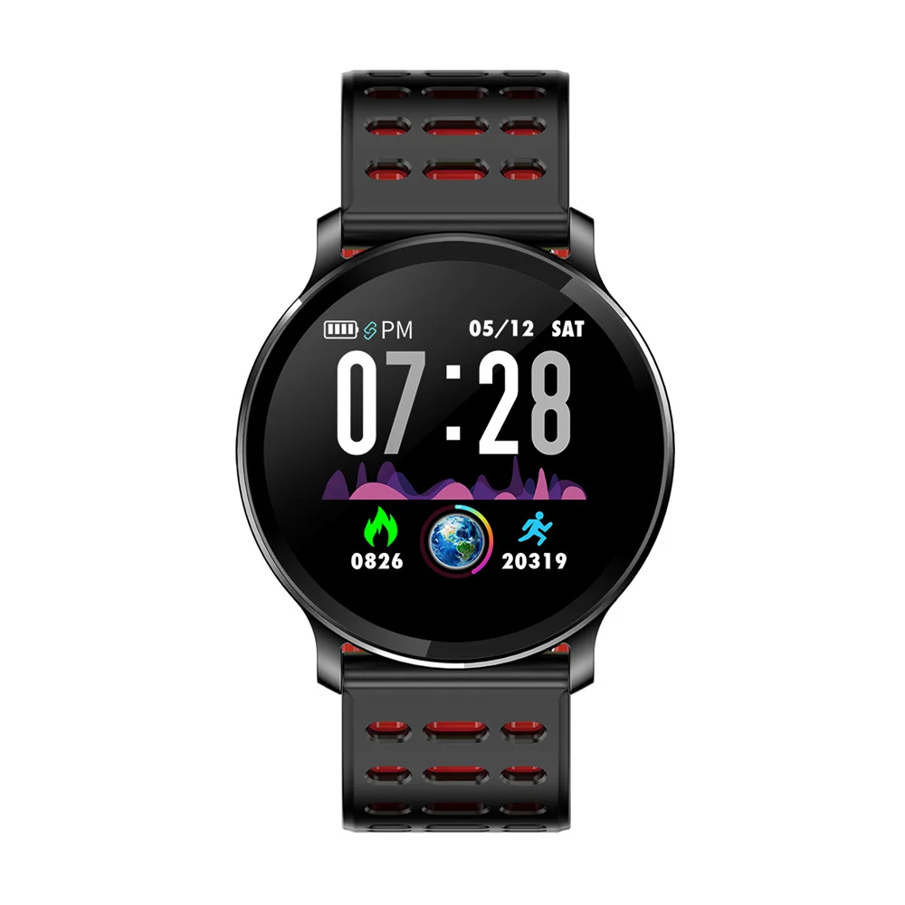 RUNDOING NY03 Смарт-часы IP68 водонепроницаемый монитор сердечного ритма Smartwatch сообщение напоминание фитнес-трекер для Android и IOS - Цвет: Red leather strap