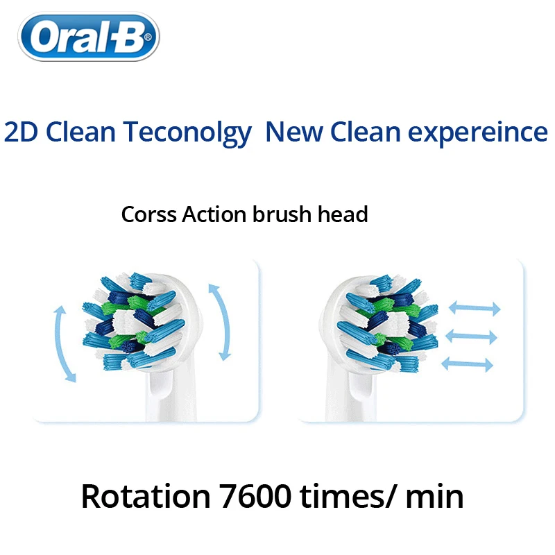Оригинальная электрическая зубная щетка Oral B с крестообразной щеткой двумя