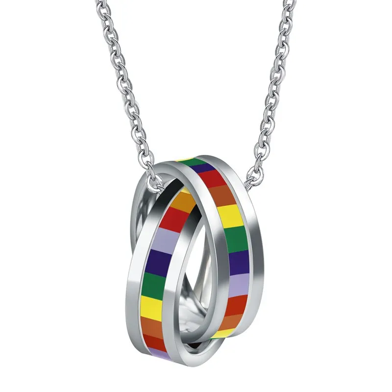 Модные радужные ожерелья и подвески, подвеска-талисман в виде Круга из титановой нержавеющей стали, ювелирные изделия для женщин LGBT