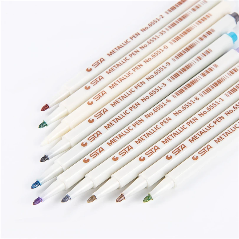 10 шт цветные металлические перманентные маркер-краски, металлические маркерные ручки, рождественские DIY ручки для рисования, подарки студентам A30