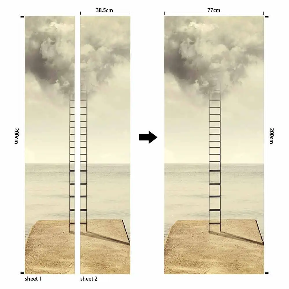 3D Художественная наклейка на дверь лестницы DIY Украшение Дома самоклеющиеся водонепроницаемые обои для спальни гостиной фрески плакат наклейки