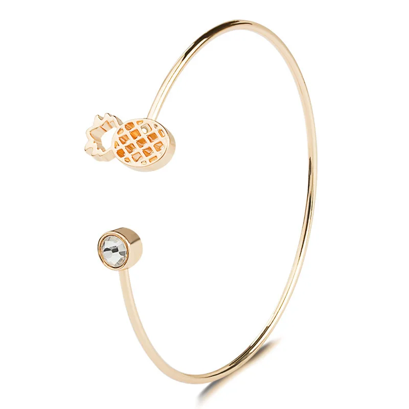 Регулируемые браслеты с шармами Pinapple лук Bilezik открытие браслет для женщин Jewelry Mujer браслеты модные украшения - Окраска металла: Gold Color