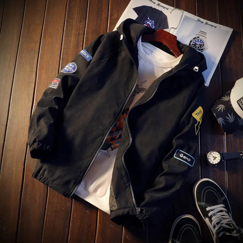 Yuwaijiaren Демисезонный куртка Для мужчин модные Повседневное подростков верхняя одежда молодежная Streetwear пальто Для мужчин; куртка с