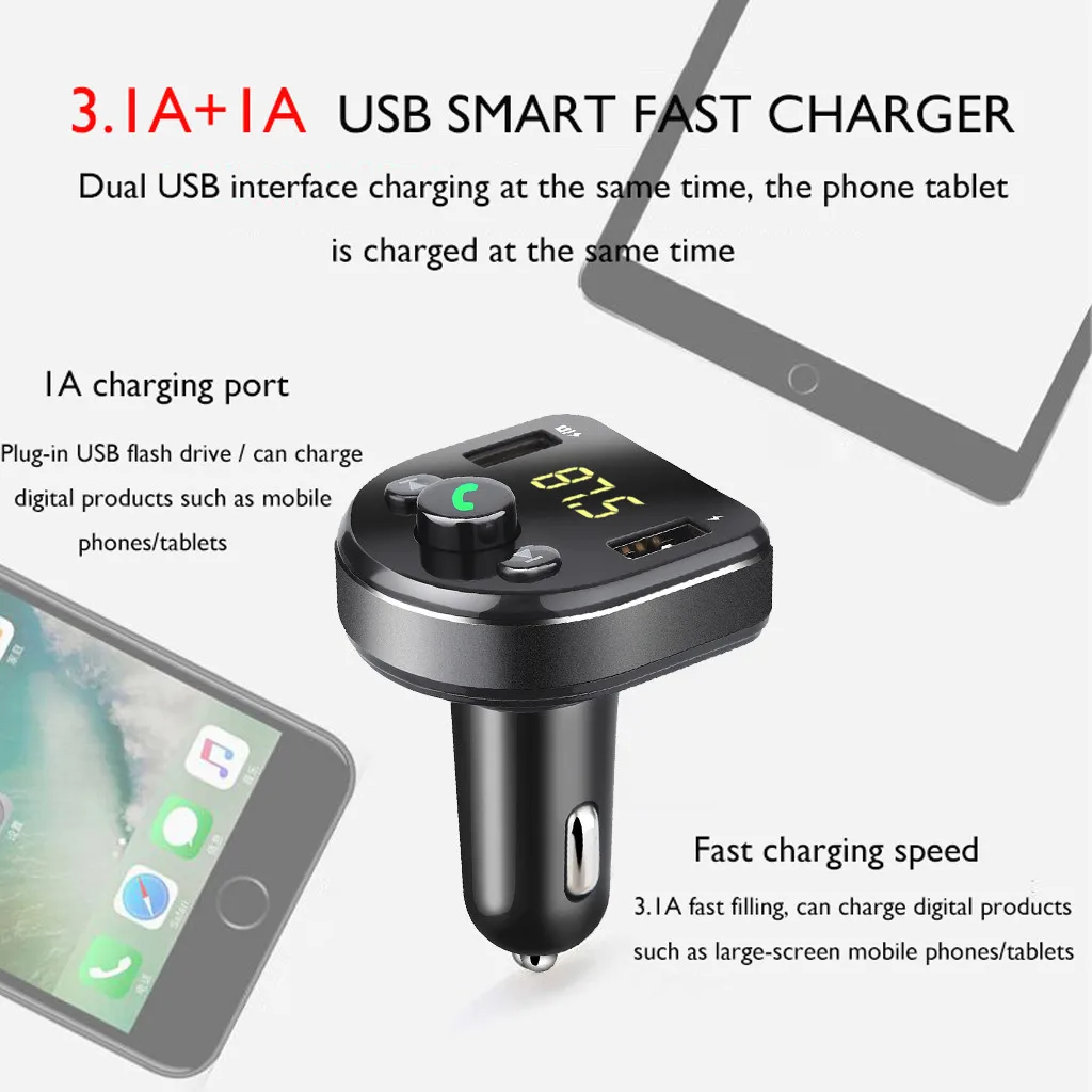 Автомобильное зарядное устройство DC12 24V 5 В/2 1 а беспроводной Bluetooth Handsfree