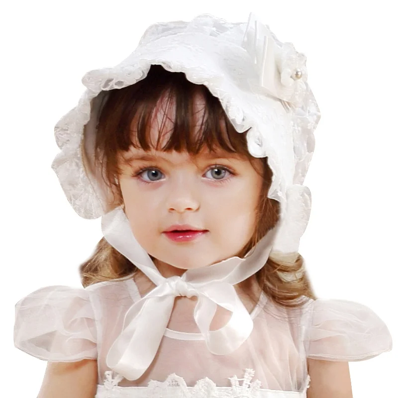 Lace Girls Hat Flower Princess Sun Hat Lace Up Girls Palace Beanie European Style Baby Hat Spring Autumn Baby Girls Clothing (5)