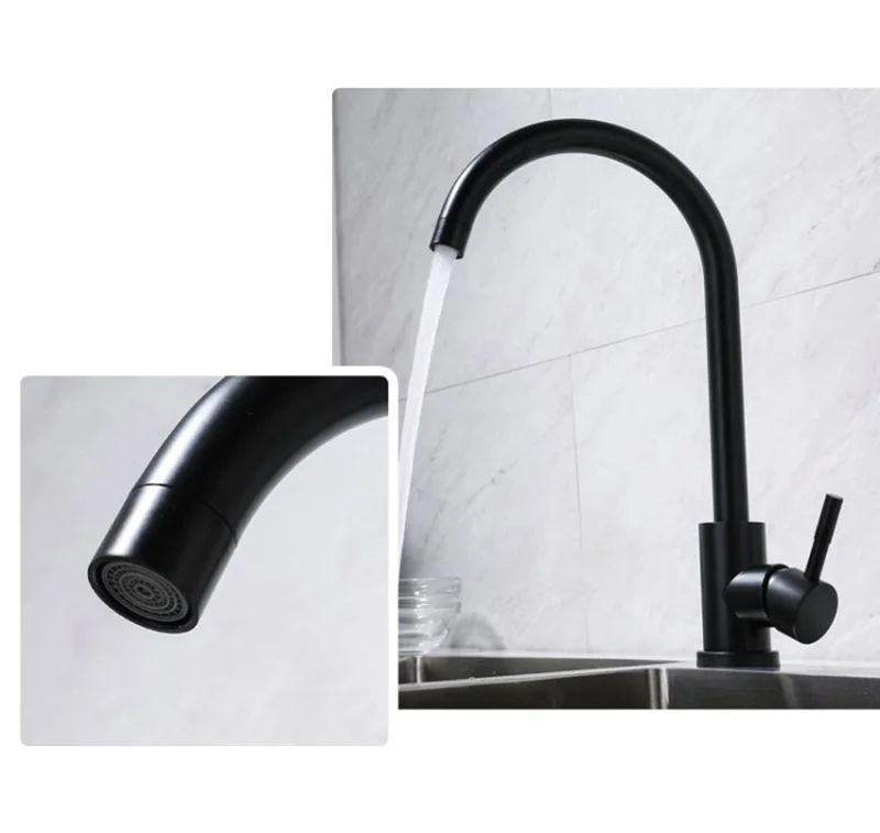 High Quality Stainless Steel Black Painted Steel Kitchen Hot and Cold Faucet Sink Faucet Stainless Steel Simple Style High Quality Stainless Steel Black Painted Steel Kitchen Hot and Cold Faucet Sink Faucet Stainless Steel Simple Style