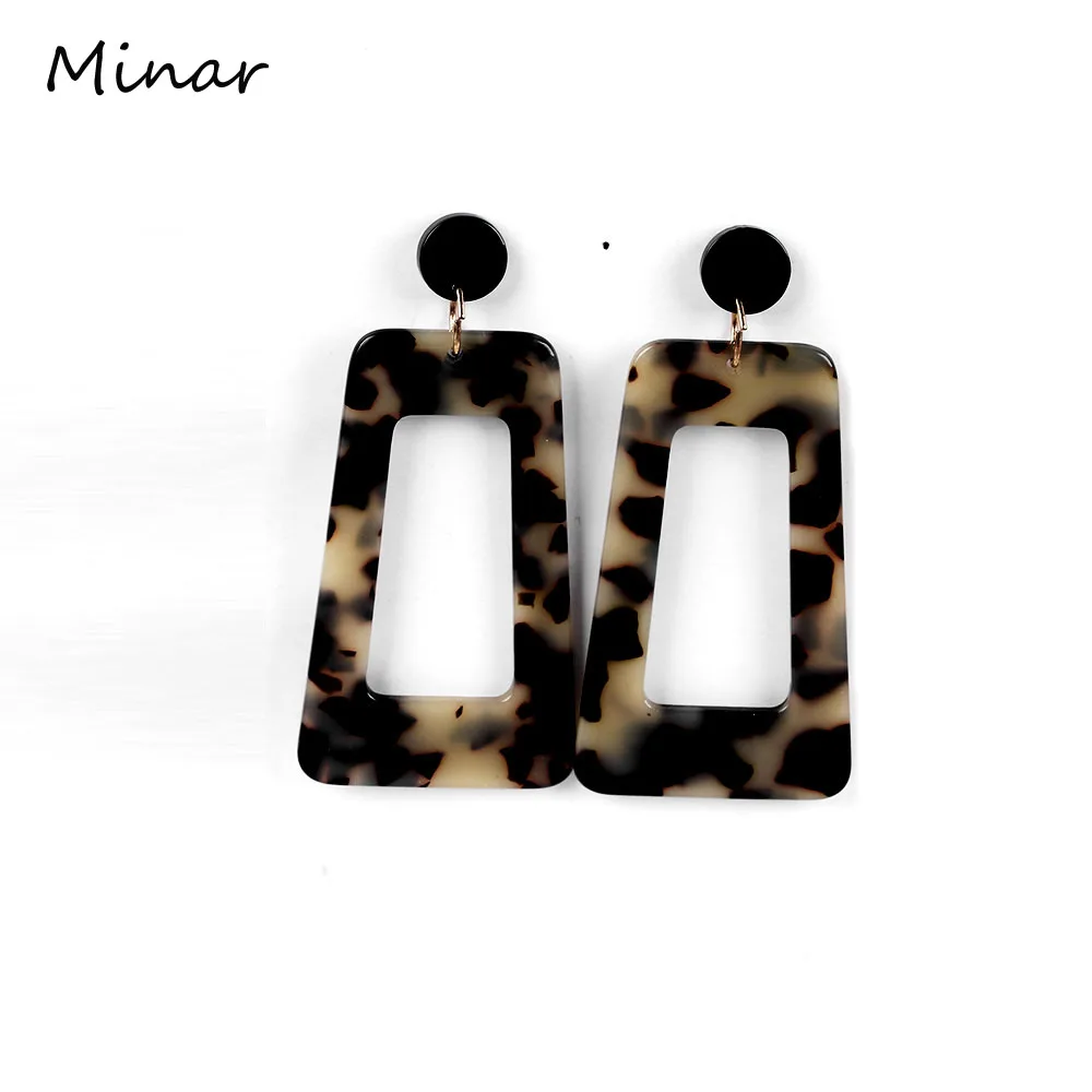 

New Fashion Marbled Leopard Acrylic Acrylic Acetic Acid Geometric Trapezoid Square Long Drop Earrings for Woman Brincos Jewelry
