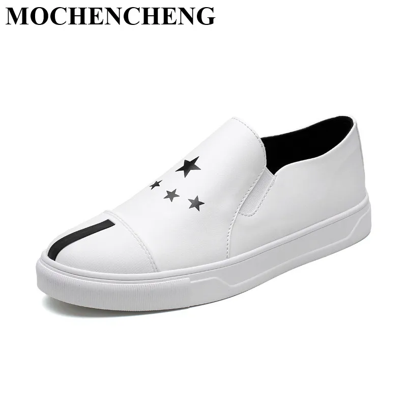 New White Shoes for Men Causal Shoes with Star Decro Fashion Slip on