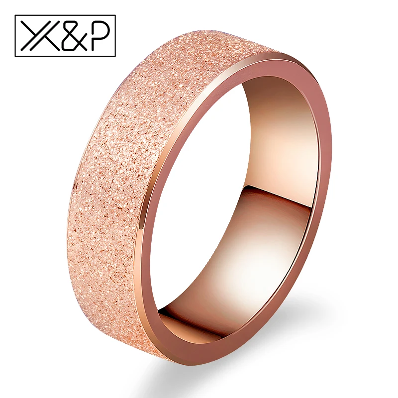 

X&P Fashion Charm Rose Gold Frosted Finger Rings for Women Men Wedding Top Quality 316L Stainless Steel Ring Jewelry Never Fade