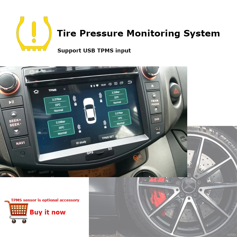 Автомобиль TPMS USB монитор давления шин Android навигации контроля в шинах