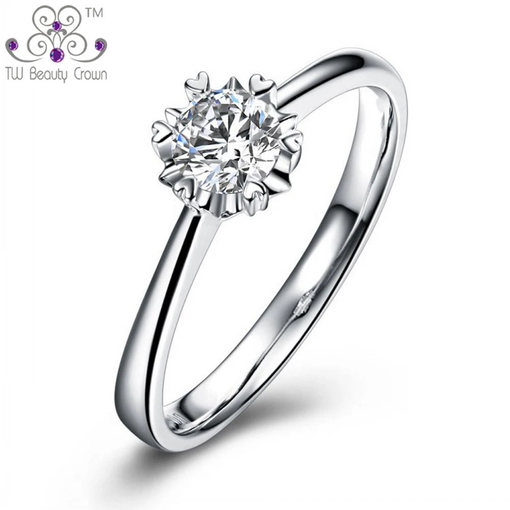 

Hight Quality 1 Carat Genuine 925 Sterling Silver Romantic Shining Clear Cubic Zirconia Wedding Round Heart RingFor Woman Female