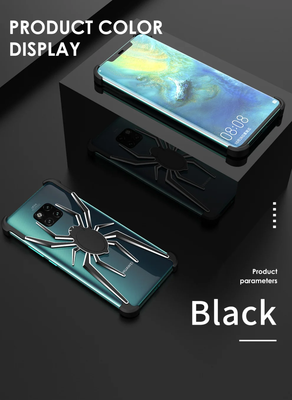 Стильный паук элемент 2 в 1 чехол для huawei mate 20 Pro Coque mate 20 Роскошный тонкий алюминиевый металлический противоударный бампер чехол