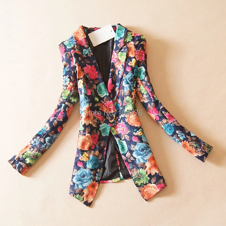 Free shipping blazer women print floral blazers suits for