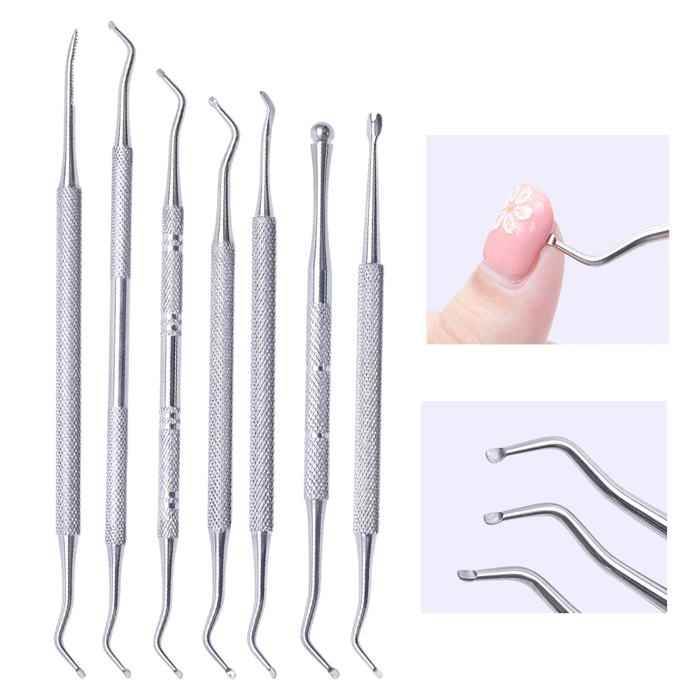 

Nail Cuticle Pusher Dual-ended Groove Corrector Trimmer Remover Pedicure Manicure Stainless Steel Silver Nail Art Tools TRG01-07