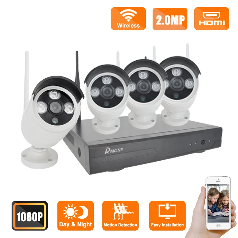 bilder für 4CH Drahtlose 1080 P NVR 4 STÜCKE HD 1920*1080 MP Wifi Outdoor/Indoor Kamera Sicherheit Video System Kit CCTV Home System bilder für 4CH Drahtlose 1080 P NVR 4 STÜCKE HD 1920*1080 MP Wifi Outdoor/Indoor Kamera Sicherheit Video System Kit CCTV Home System