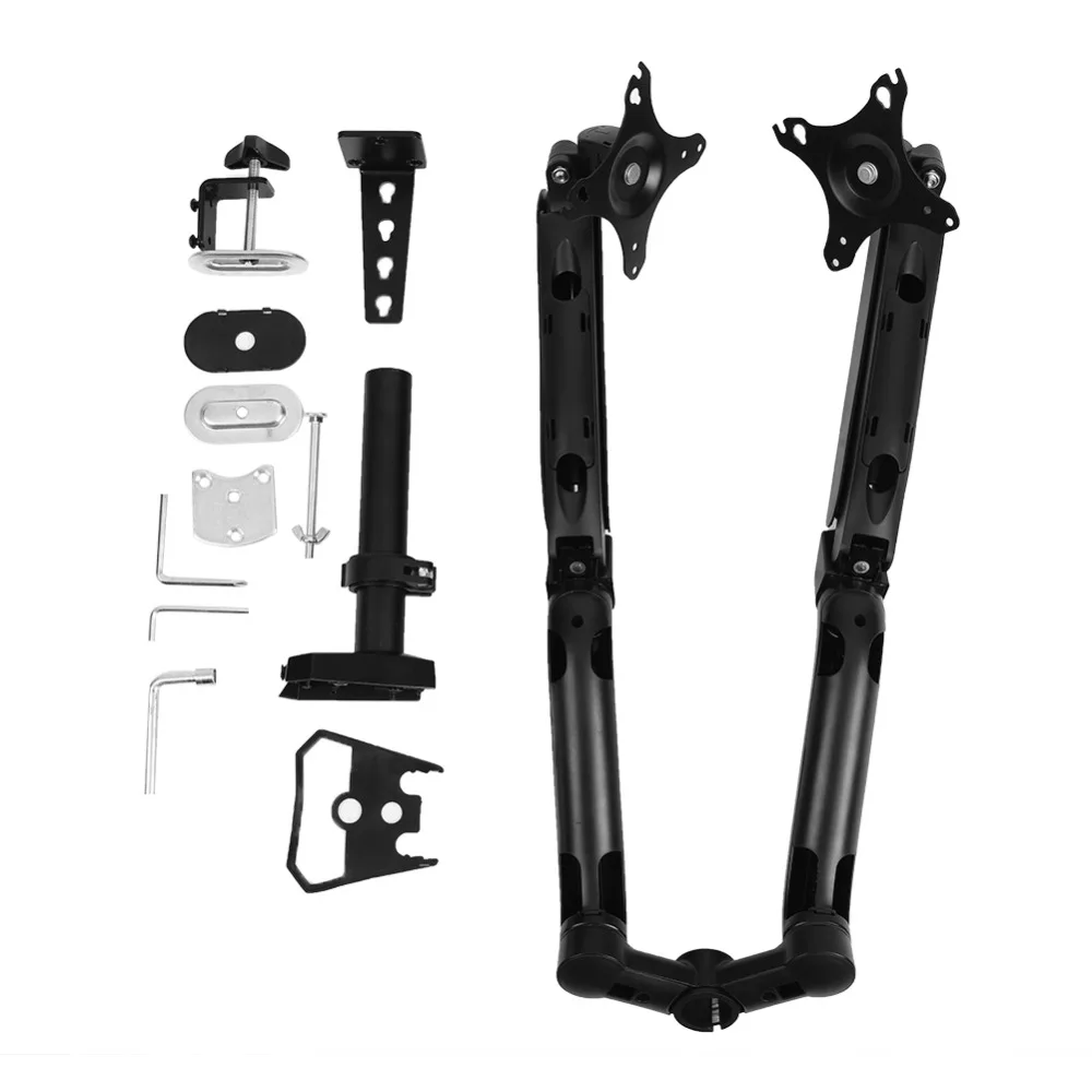 

Double Arm Dual Screen Desktop Mount LED Monitor Table Stand Heavy Duty Holder Monitor Bracket Adjustable fit up to 24 inch