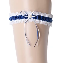 Женские голубые и белые кружевные подвязки для ног, свадебные подвязки с атласным бантом, милые аксессуары для свадьбы