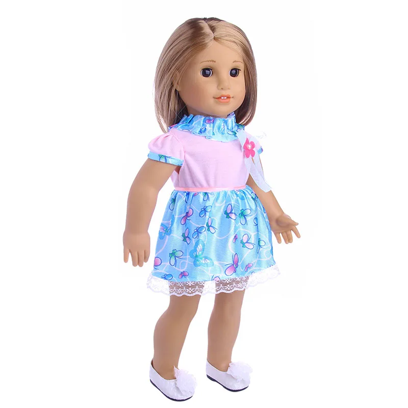 LUCKDOLL Cute Princess Dress Fit 18 Inch American 43cm Baby Doll Clothes Accessories,Girls Toys,Generation,Gift