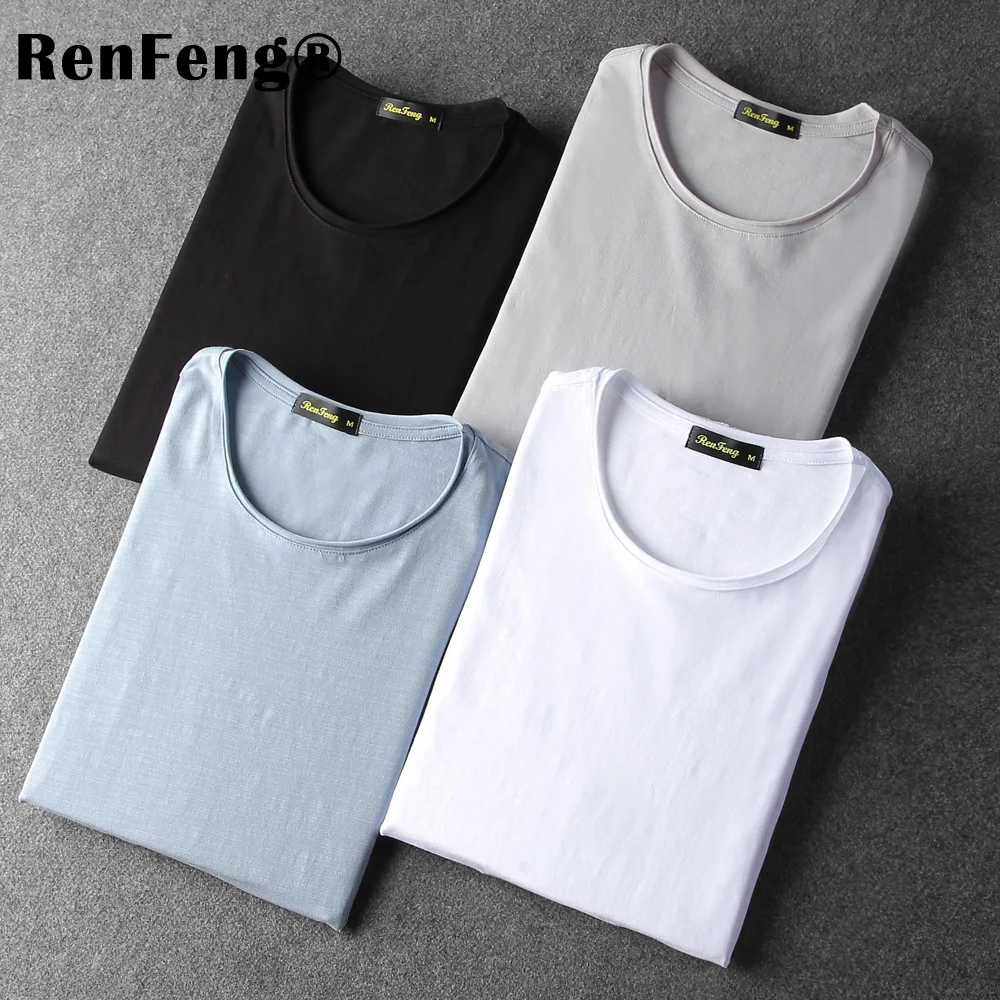 Bamboo cotton autumn long-sleeved t-shirt men's V-neck solid color white bottoming shirt men's clothing Undershirt Man Underwear (1)