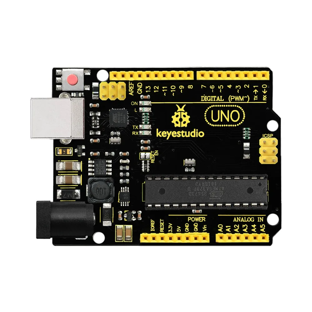 Новинка! Keyestudio супер UNO R3 ATmega 328 плата расширенный MP2307DNSOP-8+ USB кабель для Arduino DIY проект